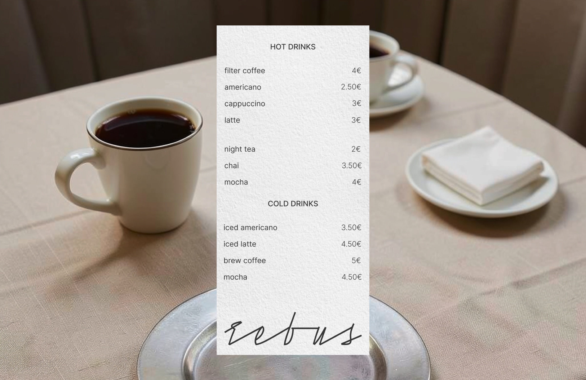 Rebus menu card design